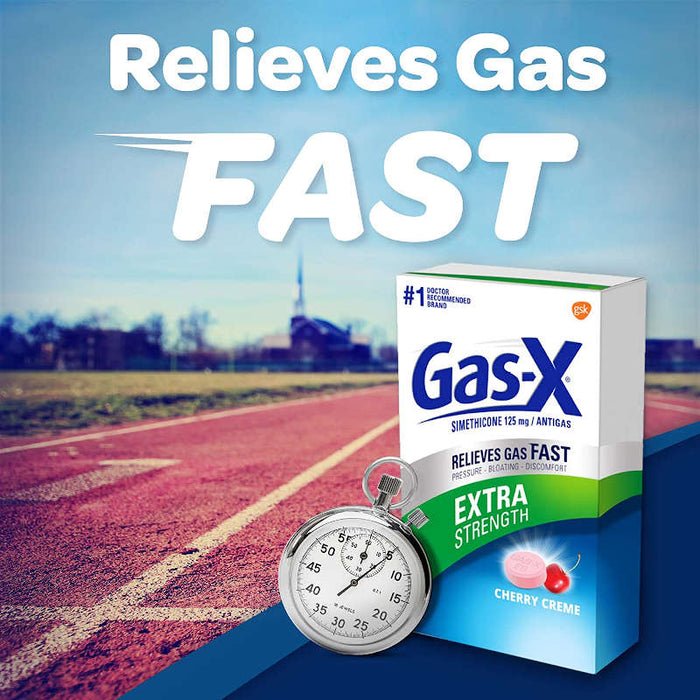 Gas-X UK Cherry Creme 72 relieves gas fast banner.