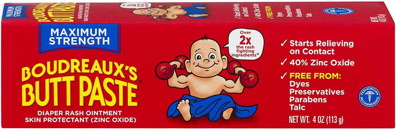 Boudreaux's Butt Paste Diaper Rash Ointment, Maximum Strength