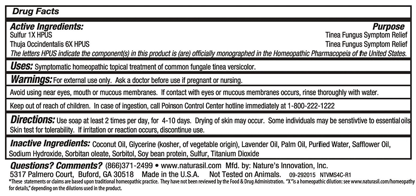 Naturasil Homeopathic Remedies Tinea Versicolor 10% Sulfur Soap - 4 Ounce Bar UK