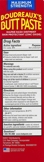 Boudreaux's Butt Paste Diaper Rash Ointment, Maximum Strength