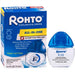 Rohto Ice Cooling Eye Drops 8 Symptom Relief 0.4 fl oz bottle next to outer packaging, in front of white background