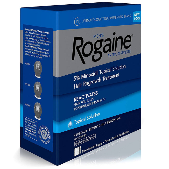 Men's Rogaine Extra Strength 5% Minoxidil Topical Solution for Hair Loss and Hair Regrowth, Topical Treatment for Thinning Hair, 3-Month Supply UK