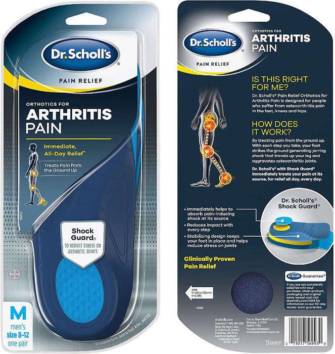 Dr. Scholl's Pain Relief Shoe Insoles Orthotics For Arthritis Pain - Men- Front and back of outer packaging