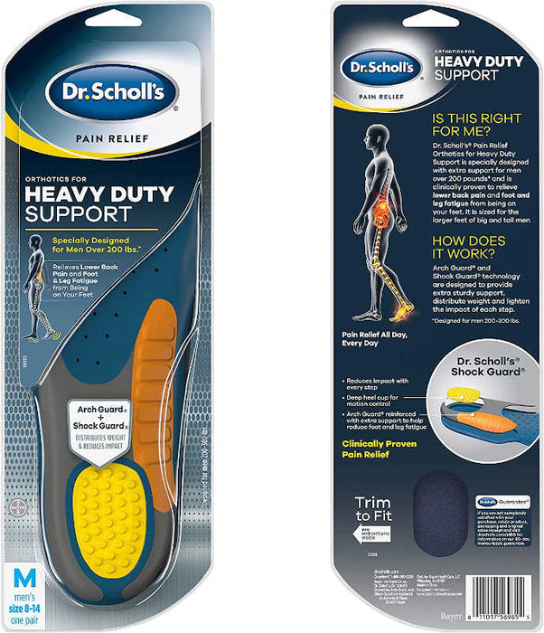 Dr. Scholl's Heavy Duty Support Orthotics Outer Packaging In Front Of White Background
