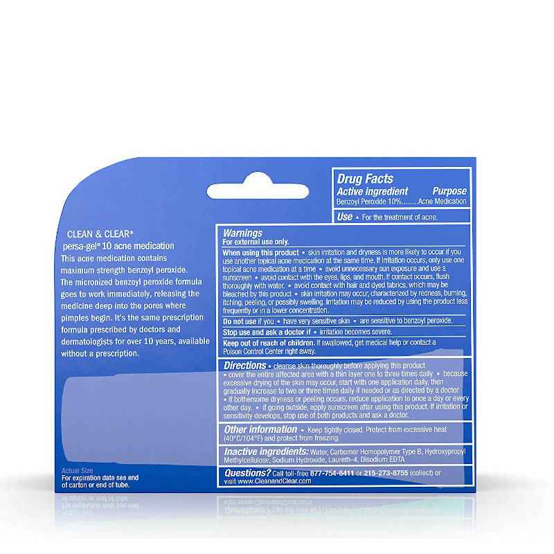 Clean & Clear Persa-Gel 10 Benzoyl Peroxide 10% UK