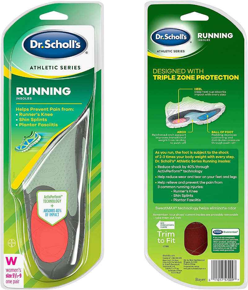 Dr. Scholl’s Athletic Series  Running Insoles For Runners Knee, Shin Splints & Plantar Fasciitis