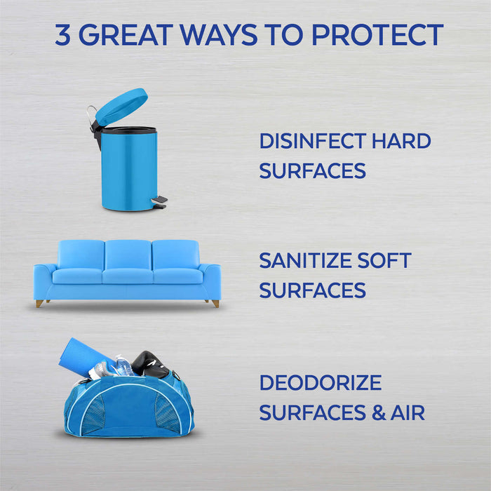 Lysol Disinfectant & Antibacterial Spray, Spring Waterfall Scent, 19 Oz banner that reads 3 great ways to protect - 1.nDisinfect 2 .Santize 3. Deoderize