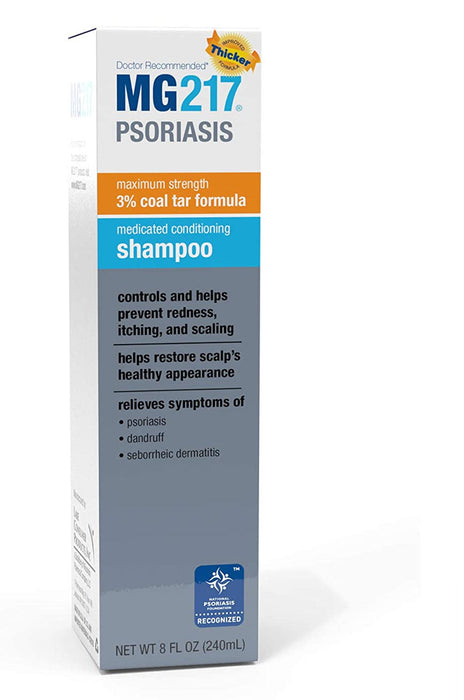 MG217 Psoriasis Medicated Conditioning 3% Coal Tar Shampoo - 8 oz product outer packaging