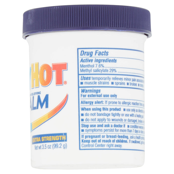 Icy Hot Extra Strength Pain Relieving Balm 3.5 oz usage instructions pictured on rear of product packaging