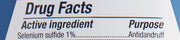 Selsun Blue Medicated Maximum Strength Dandruff Shampoo 11 oz ingredients list on reverse of bottle