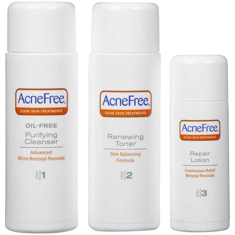 AcneFree Oil Free 24 HR Acne Treatment Kit, 3 Step Acne Clearing System