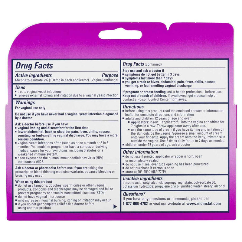 Monistat 7-Day Yeast Infection Treatment, Cream with 7 Applicators UK
