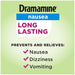 Dramamine Nausea Long Lasting 10 Tablets banner that reads - Prevents Nausea, Dizziness & Vomiting