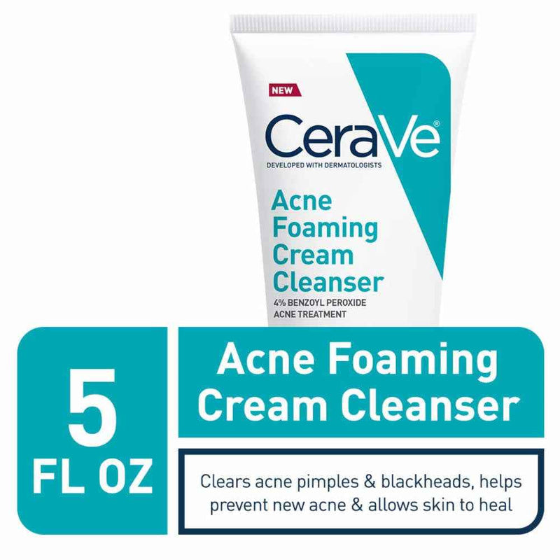 CeraVe Benzoyl Peroxide Acne Foaming Cleanser, 5 Oz