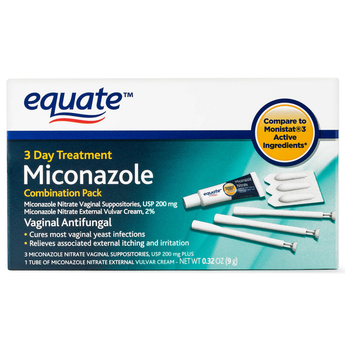 Equate, Miconazole Vaginal Antifungal 3-Day Treatment, 200 mg