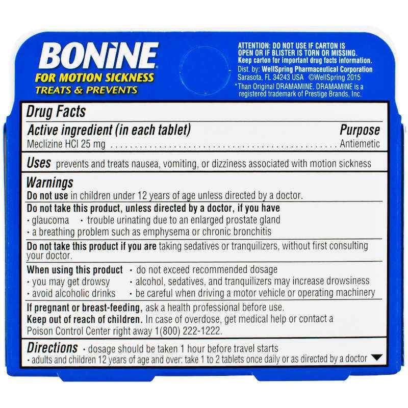 Bonine Antiemetic Chewable Motion-Sickness Relief Tablets, Raspberry