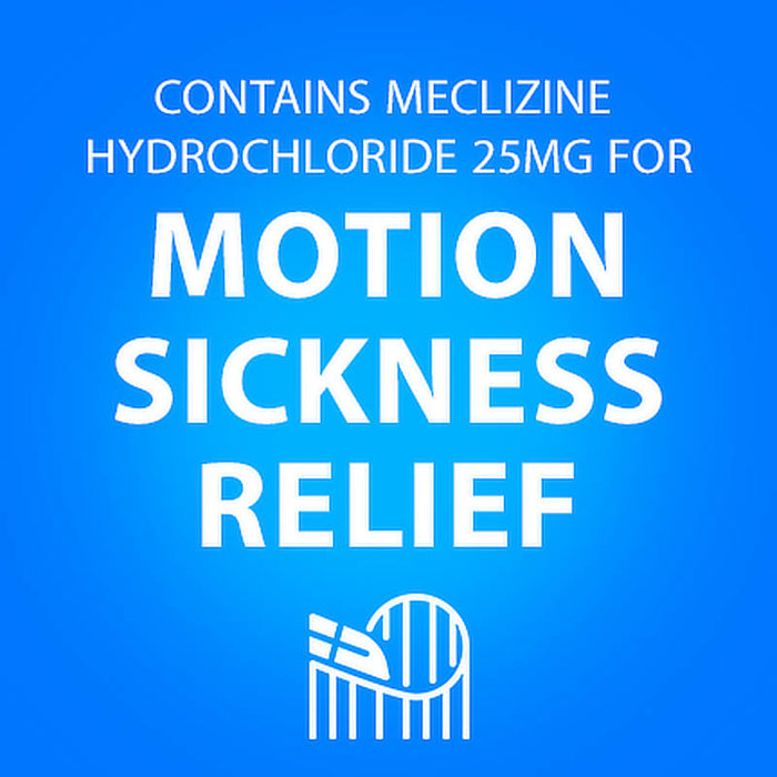 Bonine Motion Sickness Tablets banner stating key ingredient Meclizine Hydrochloride 25mg
