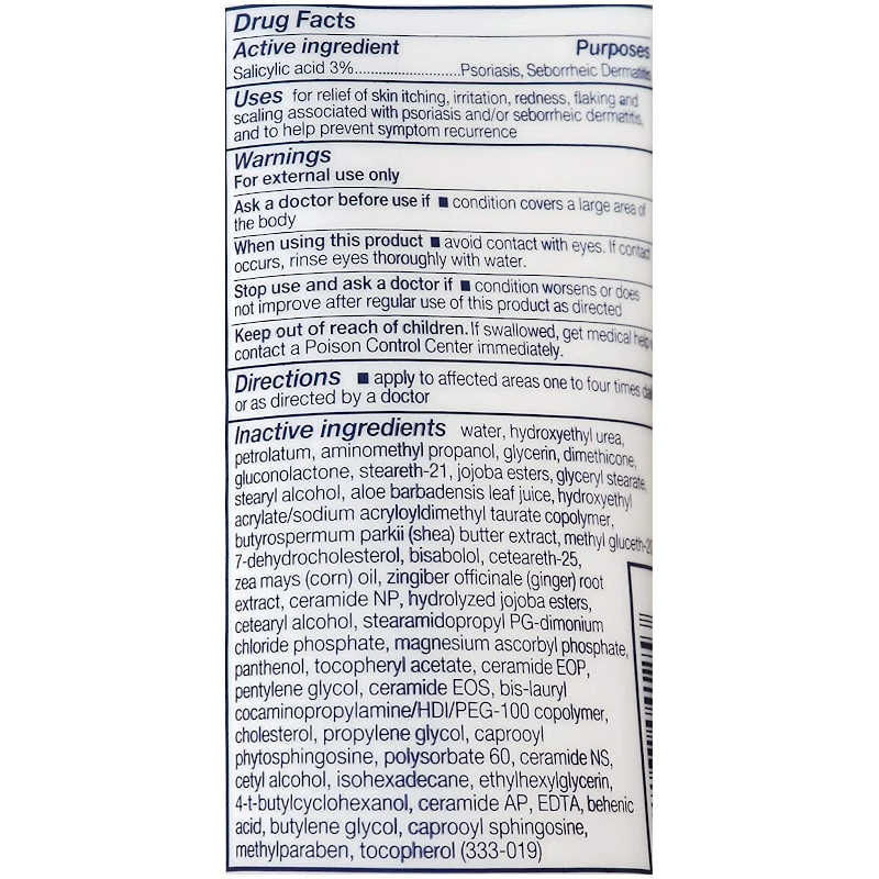 Gold Bond Ultimate Psoriasis Relief Cream, 4 oz usage instructions on reverse of product
