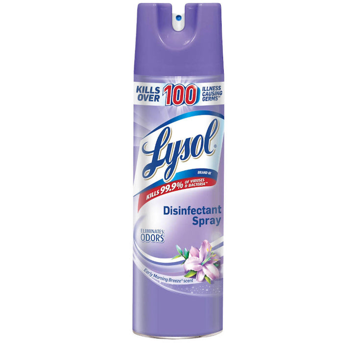 Lysol Disinfectant Spray Early Morning Breeze Scent 19 oz bottle in front of white background