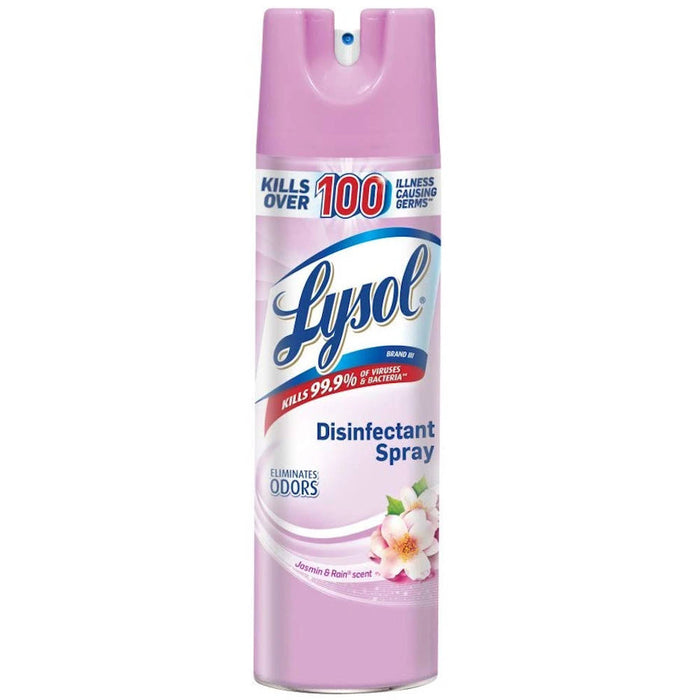 Lysol Disinfectant Spray Jasmin Rain Scent 19 oz bottle in front of white background