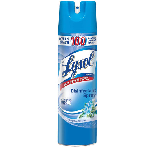 Lysol Disinfectant Spray Spring Waterfull Scent 19 oz bottle in front of white background