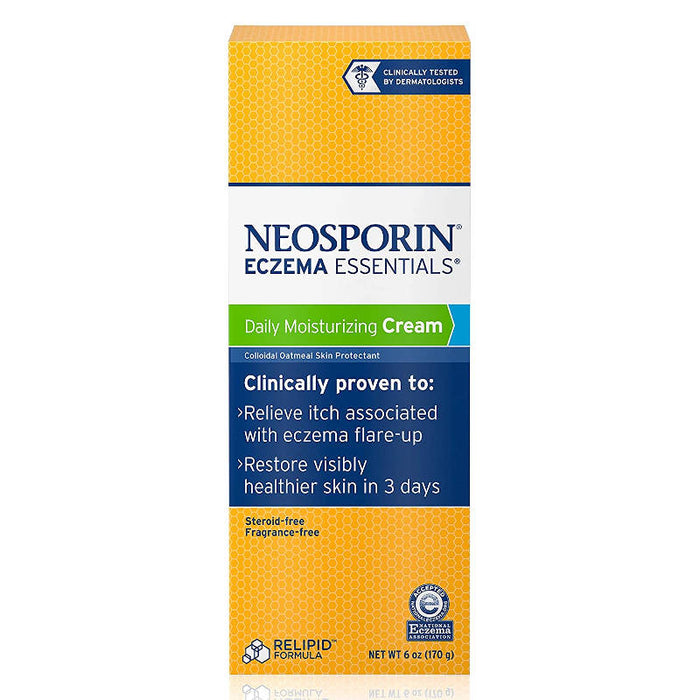 Neosporin Eczema Essentials Daily Moisturizing Cream, 6 oz outer packaging in front of white background