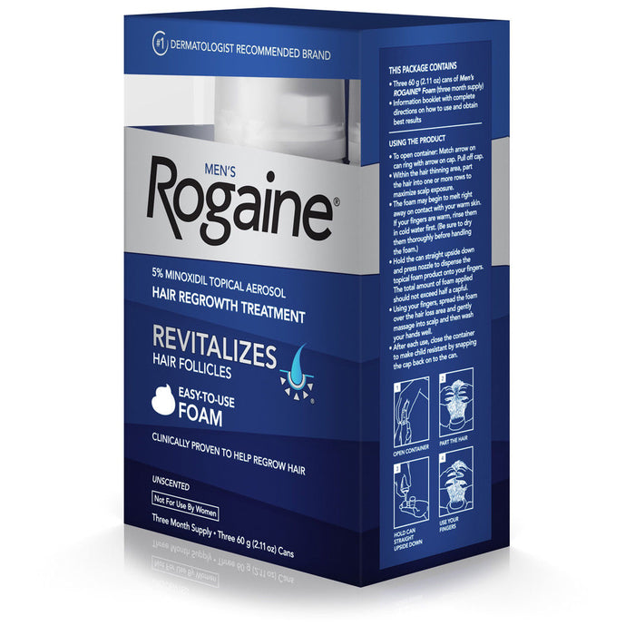 Men's Rogaine 5% Minoxidil Foam for Hair Loss and Hair Regrowth, Topical Treatment for Thinning Hair, 3-Month Supply,2.11 Ounce (Pack of 3)  UK